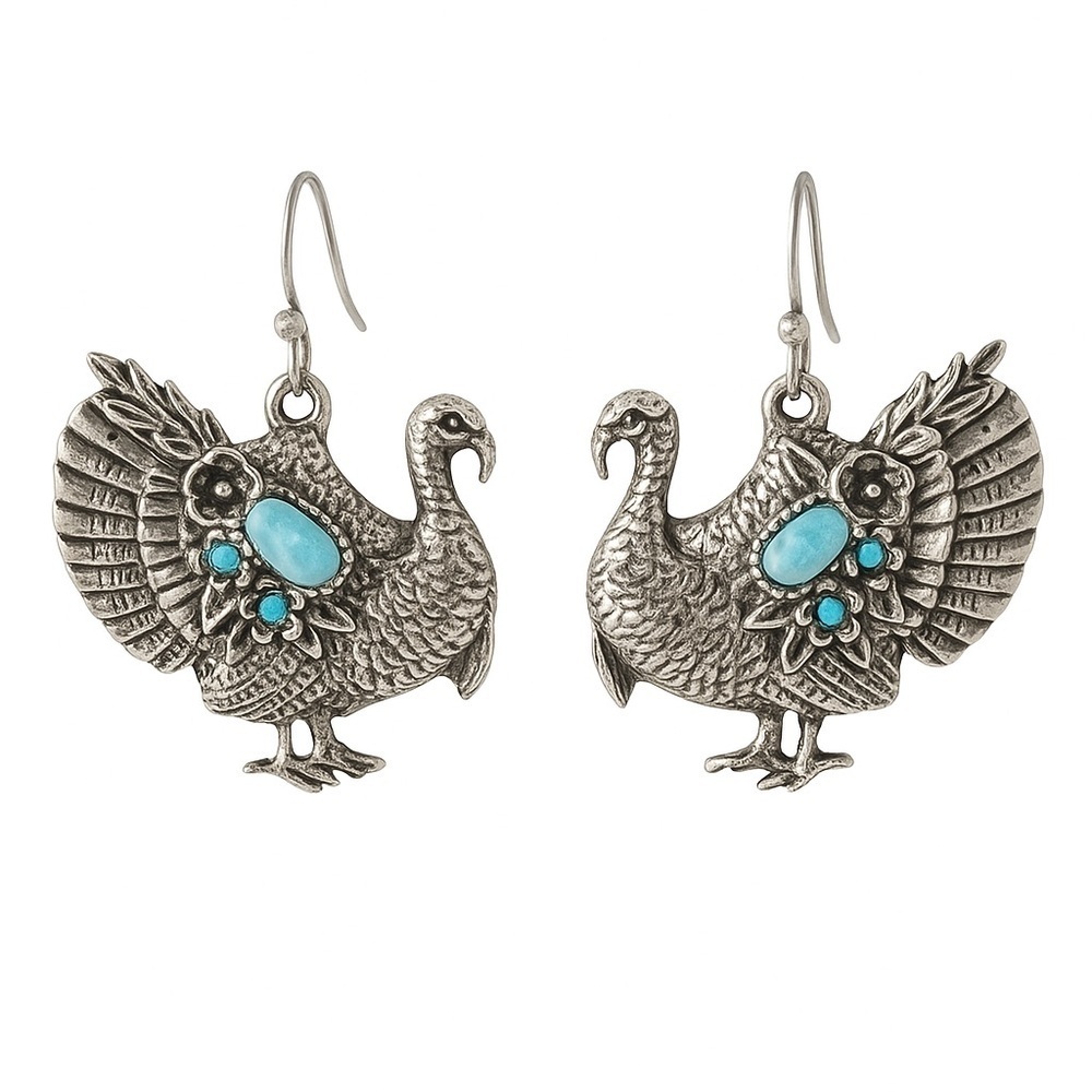 ⚜️ Western Silver and Blue Bird Earrings